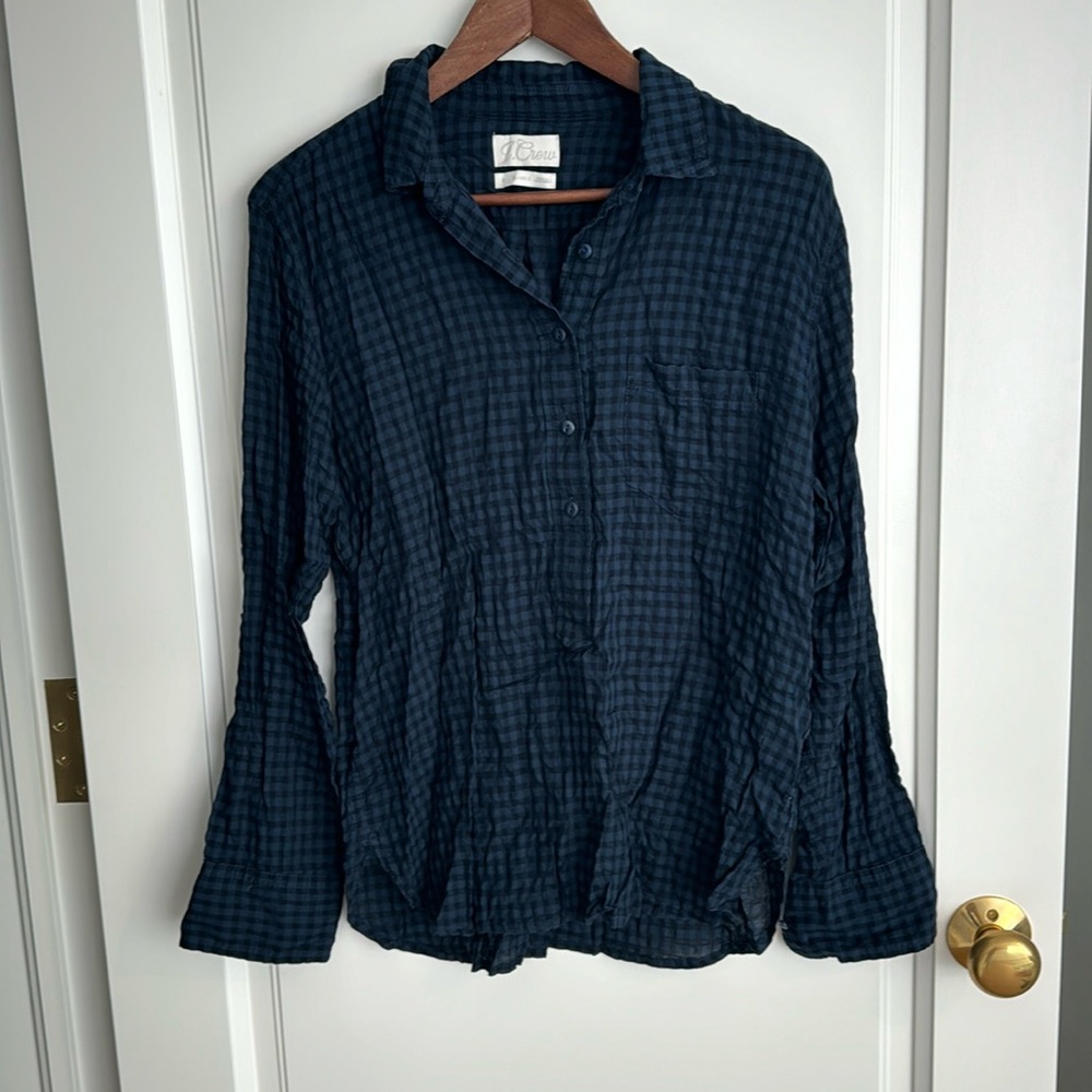 J crew gingham popover shirt